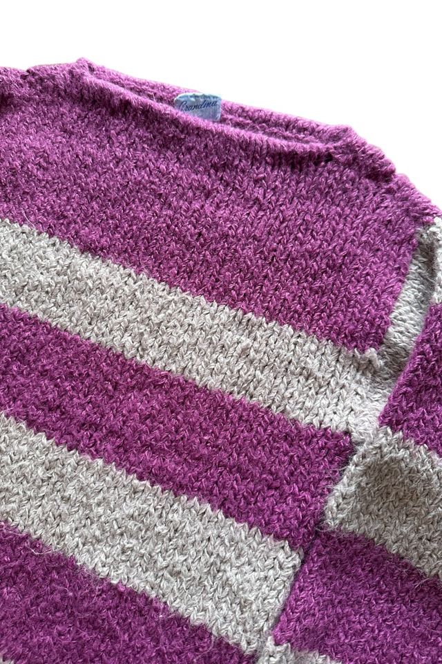 Vintage 1970s Handmade Striped  Pull Over Sweater Selected By Vintage Warrior #1