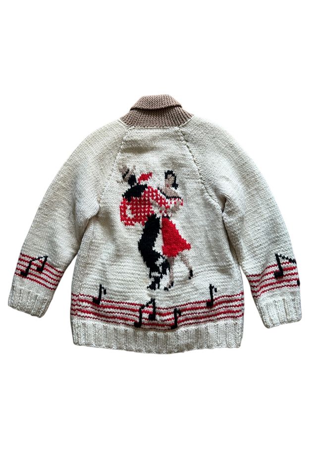 Vintage 1960s Square Dancing Heavy Knit Cardigan Sweater Selected Vintage Warrior #2
