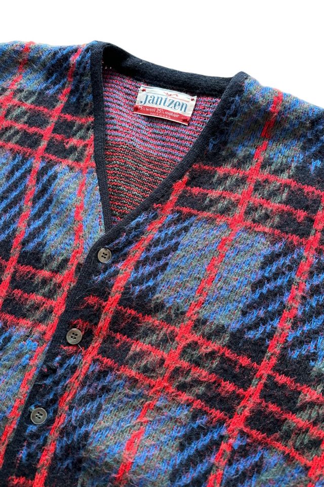 Vintage 1960s Argyle Mohair Cardigan Selected By Vintage Warrior #1