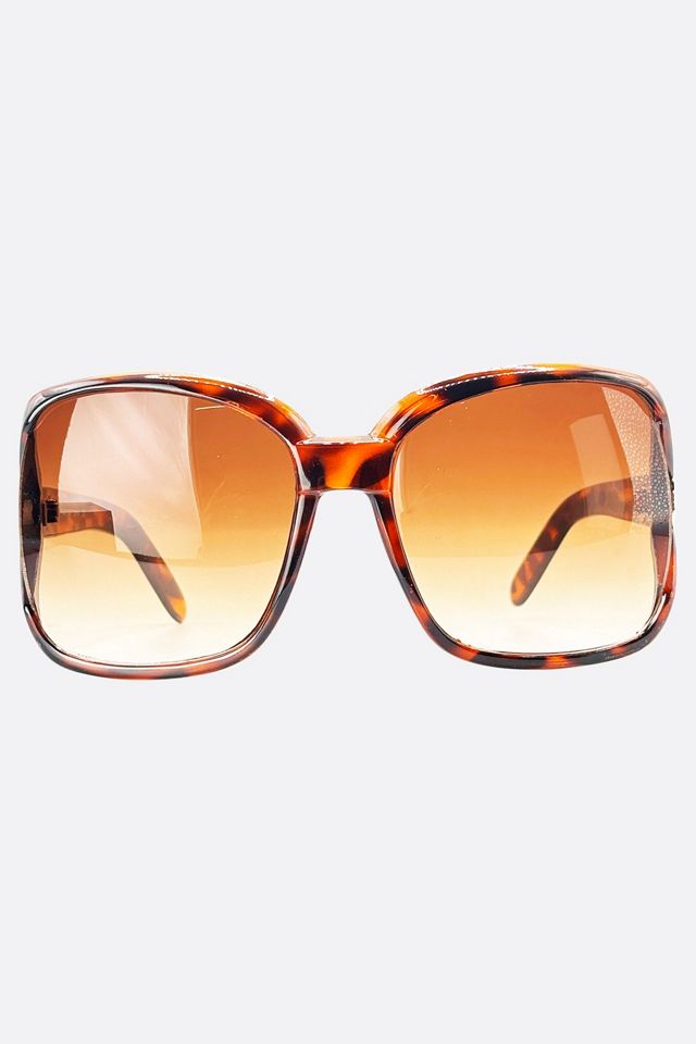 Giant Vintage Amber Oversized Square Boho Sunglasses