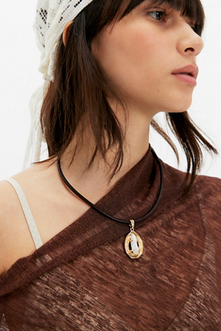 Veda Freshwater Pearl Pendant Necklace by Free People in Brown