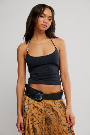 Toni Beaded Tank Top by Free People in Black, Size: M