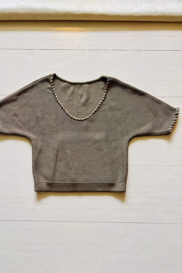 Vintage Heavy Silk Knit Braided Trim Sweater with Low Back Selected by Atlantic Vintage #1