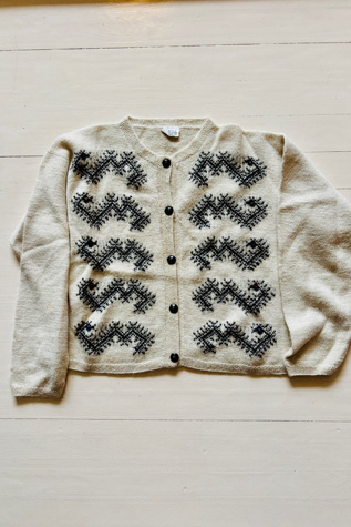 Vintage Handknit Cream Alpaca CardiganSelected by Atlantic Vintage