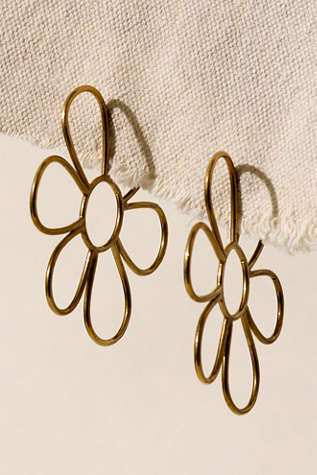 Rachel Pfeffer Handmade Brass Daisy Earrings at Free People in Gold
