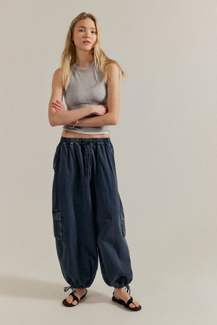 Bobbi Pull-On Cargo Trousers at Free People in Twinkling Twilight, Size: XL