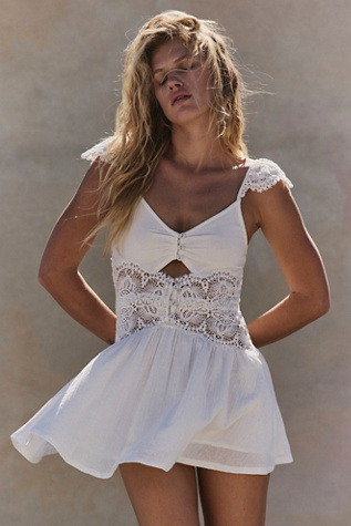 Norla Cotton Mini Dress by free-est at Free People in Clean Ivory, Size: XL