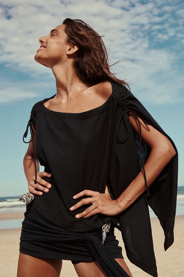 Sandshell Linen Coralyn Convertible Cape Top #3