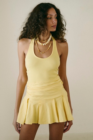 Navi Low Halter Neck Jersey Skort Romper by free-est at Free People in Yellow, Size: L