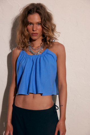 Orly Sandshell Linen Tank Top by free-est at Free People in Blue, Size: M