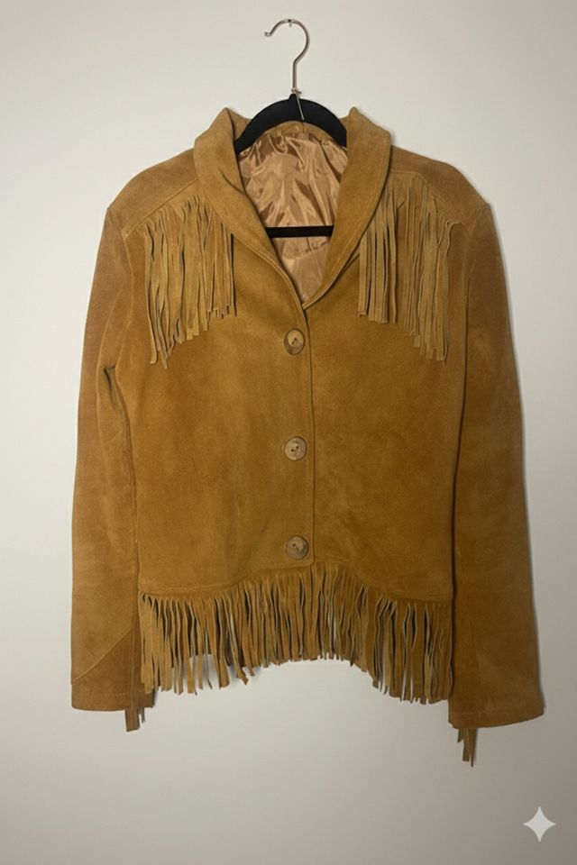 Nostaligic Nomade Suede Fringe Camel Jacket #1