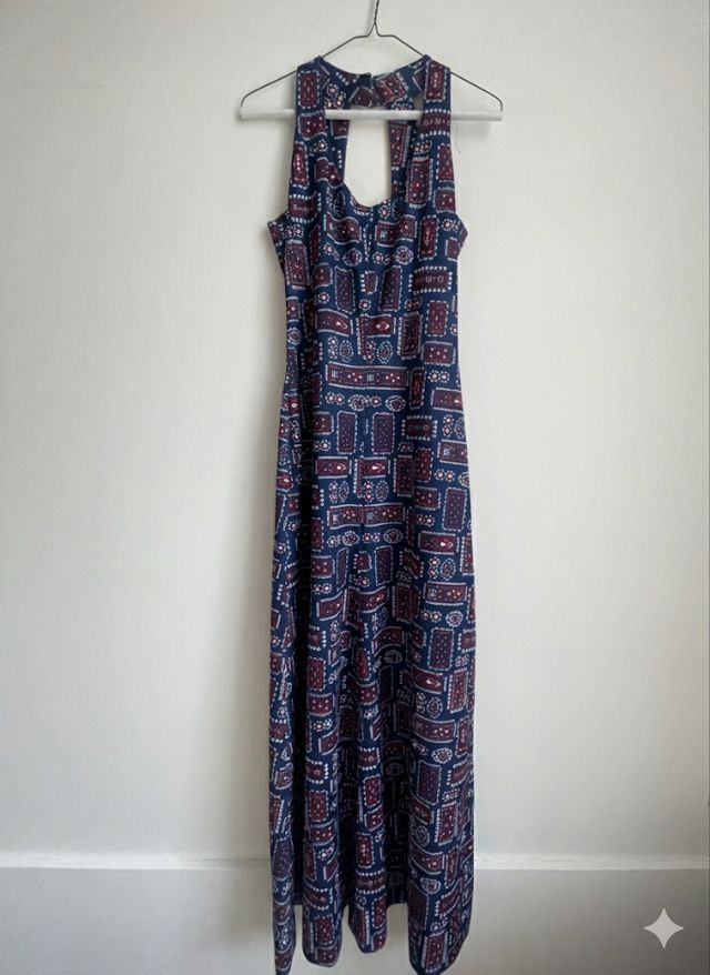Nostalgic Nomade Western Print Red/Blue/White Maxi Dress #1