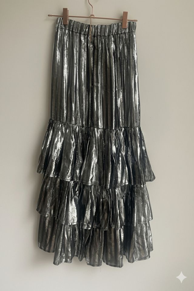 Nostalgic Nomade Silver Striped Tiered Skirt #1