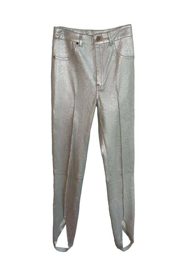 Nostalgic Nomade Silver Metallic Stretch Lambskin Stirrup Pants #1