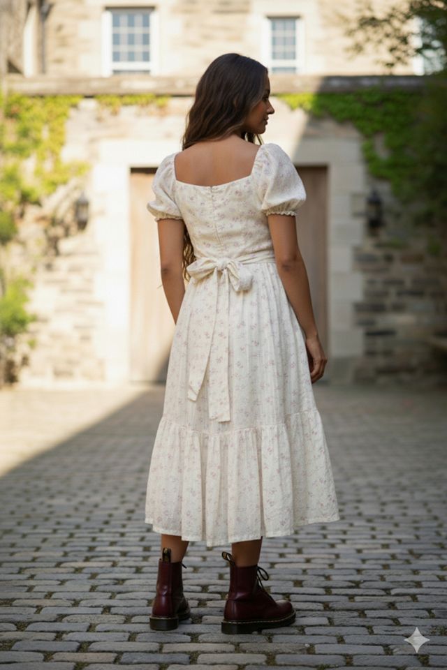 Nostalgic Nomade Prairie Lace up Dress Puffed Sleeves #1