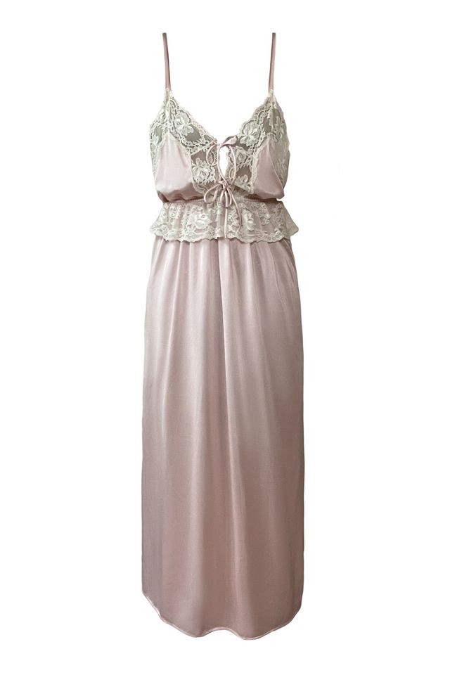 Nostalgic Nomade Powder Pink Slip Dress with Peplum Waist #1