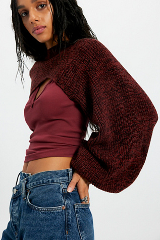 Emery Knitted Bolero by Free People in Brown