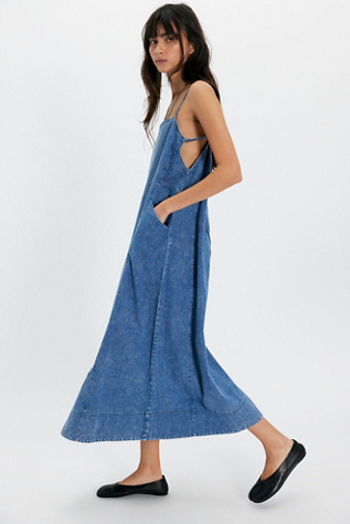 Женское платье Free People Miko Denim Midi, цвет: Индиго варёный — фото 3