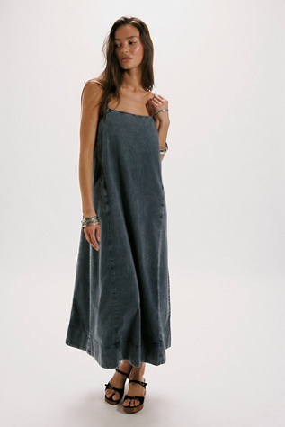 fitted lace wedding dress Free People Denim Button up Maxi Dress