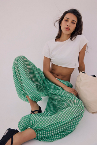 Get Lost Pants by FP Movement at Free People in Green Gingham, Size: Small