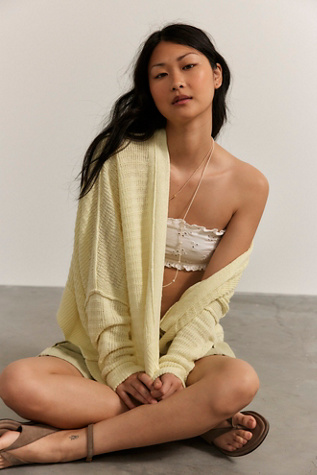 We The Free Mad About You Linen Cardigan at Free People in Yellow, Size: XS/S