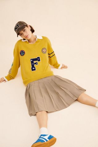 Found Arrow-Wood Varsity Knit Sweater
