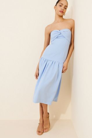 drop waist midi white dress RARE London Women's RARE London Women's Blush Curved Drop Waist Bandeau Maxi Dress 6