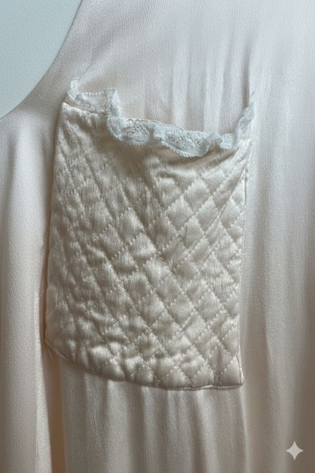 Nostalgic Nomade Soft Pink Satin Wrap House Dress w/ Lace Collar #2