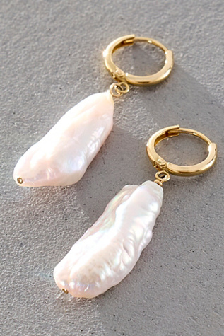 Atma Prema Solid Gold Keshi Pearl Earrings at Free People in White