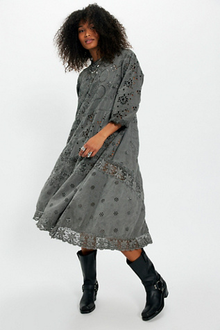 Magnolia Pearl Eyelet Dulcie Midi Dress at Free People in Grey