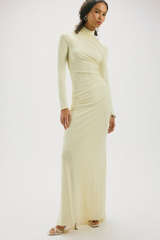 Женское платье SEROYA Oona Mock Neck Maxi, цвет: Пастельный жёлтый — фото 3