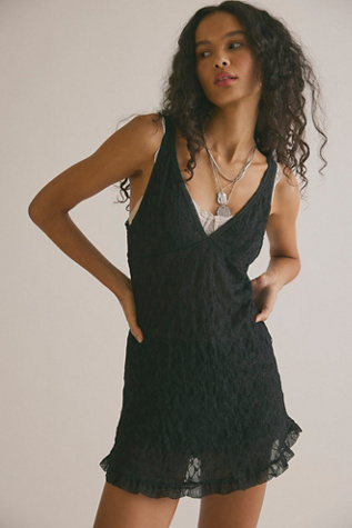 Lace Slip Dress by Intimately at Free People in Black, Size: M