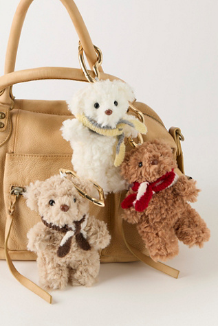 Fuzzy Bear Bag Charm by Free People in White
