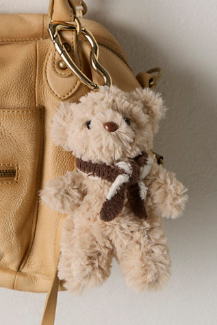 Fuzzy Bear Bag Charm at Free People in Sand
