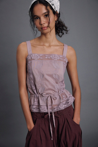 Wildflower Cross-Stitch Top by Free People in Purple, Size: XL