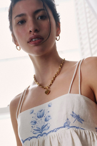 Logan Tay Light Pink Gemstone Necklace at Free People in Gold
