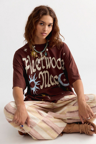 Daydreamer Fleetwood Mac Doodles Oversized Tee at Free People in Brown