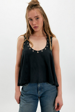 Cleo Grommet Tank Top by Free People in Black, Size: L