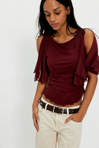 Bella Knit Top by Free People in Red, Size: M