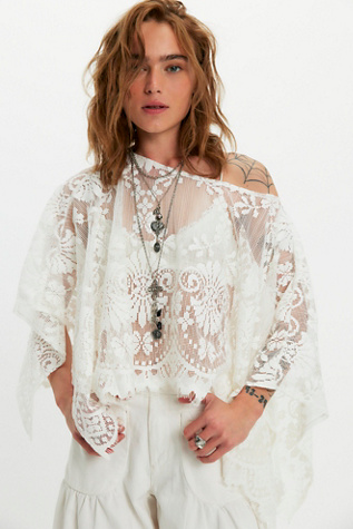 Женский топ Free People FP x Malai Lace Poncho, цвет: Слоновая кость — фото 3
