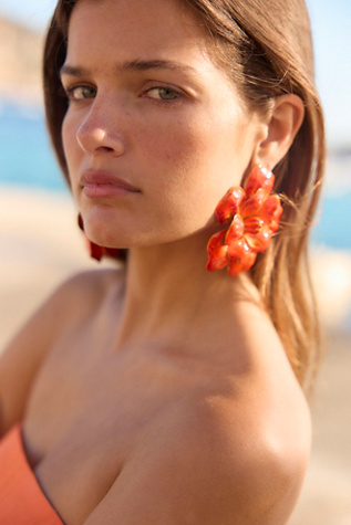 Rory Flower Earrings by Free People in Red