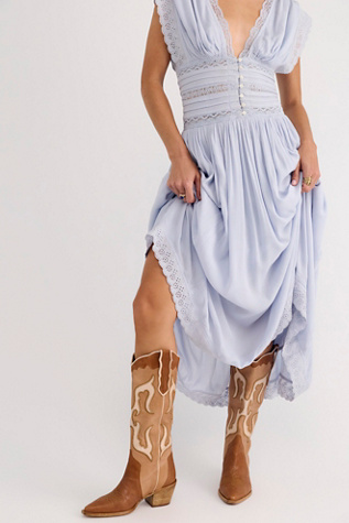 Alter Ego Tall Western Boots by Free People in Tan/Brown Combo, Size: US 10