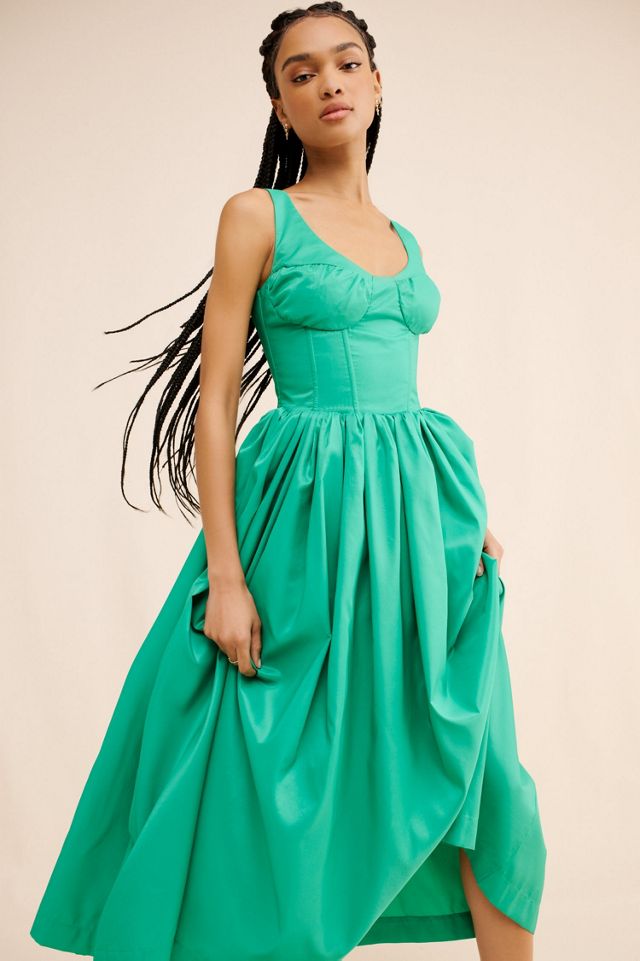 Kadiju Green Corset Midi Dress | Free People
