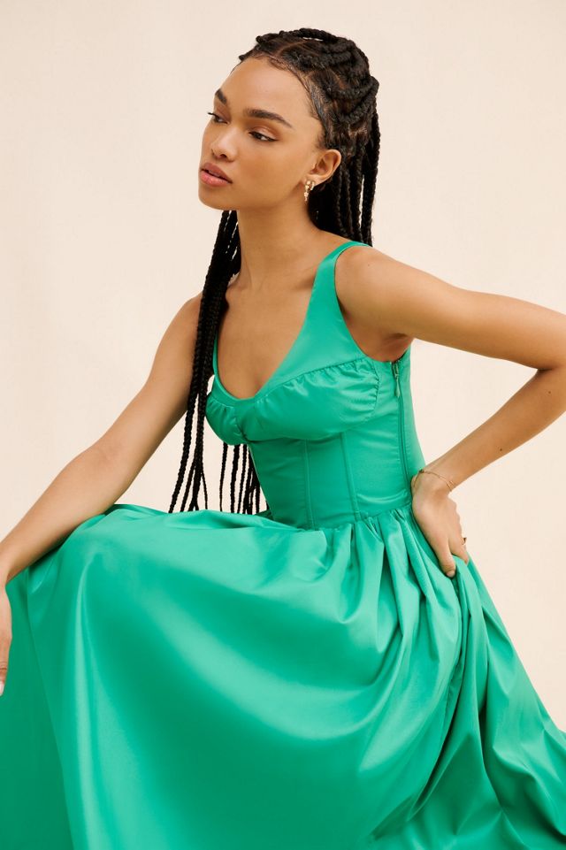 Kadiju Green Corset Midi Dress | Free People