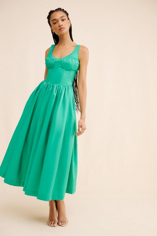 Kadiju Green Corset Midi Dress | Free People