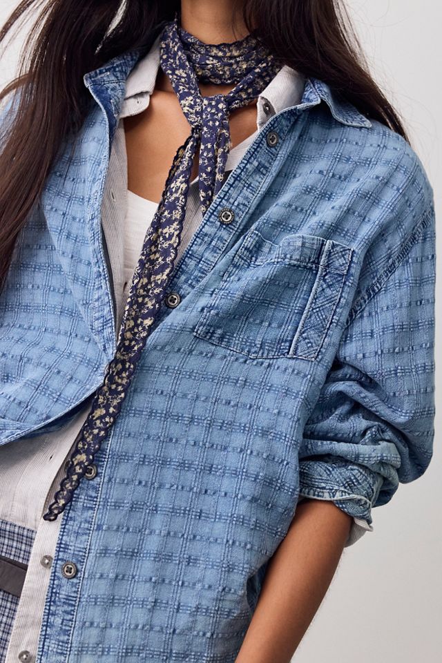 We The Free Sabine Indigo Dobby Button Down #3
