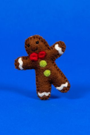 Ware of the Dog Wool Gingerbread Man Cat Toy