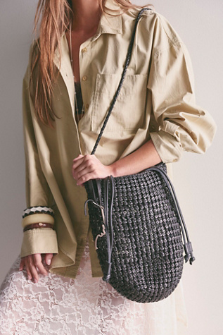 We The Free Woven Bucket Bag at Free People in Black