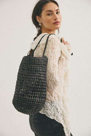 We The Free Woven Bucket Bag at Free People in Black