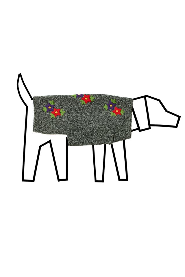 Ware of the Dog Embroidered Flower Sweater #1